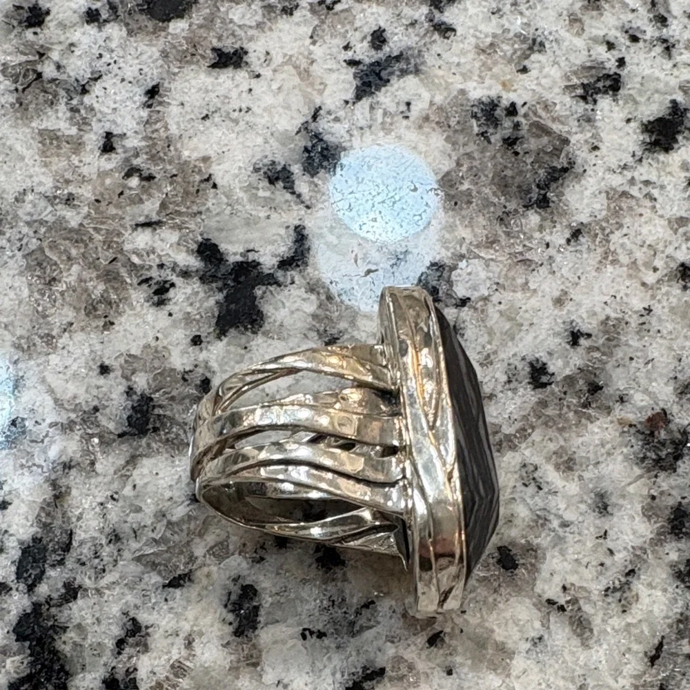 Silpada Large Silver and Black Statement Ring size 6 - Picture 5 of 5
